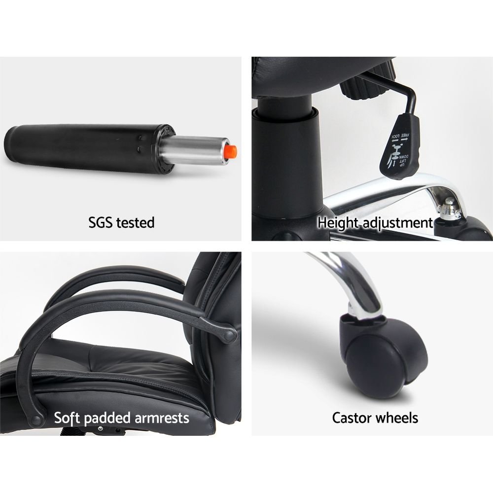 Artiss Executive Office Chair Leather Tilt Black - OCHAIR-G-9127-BK Artiss Executive Office Chair Leather Tilt Black - Image 7