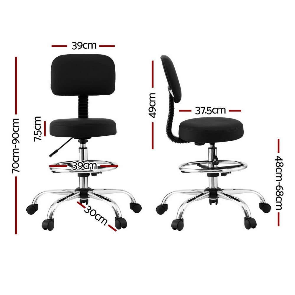 Artiss Office Chair Drafting Computer Standing Desk Chairs Ergonomic PU Black - OCHAIR-H-DW39-BK Artiss Office Chair Drafting Computer Standing Desk Chairs Ergonomic PU Black - Image 2