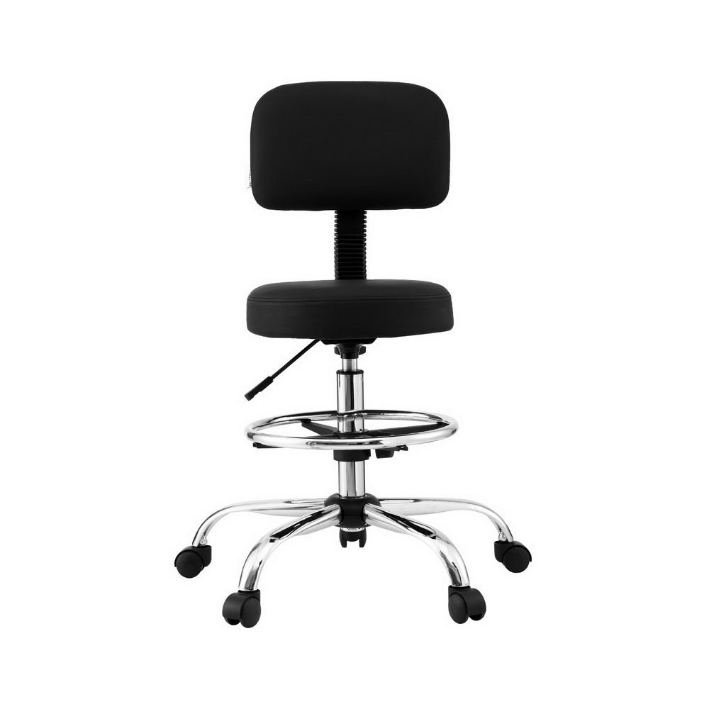 Artiss Office Chair Drafting Computer Standing Desk Chairs Ergonomic PU Black - OCHAIR-H-DW39-BK Artiss Office Chair Drafting Computer Standing Desk Chairs Ergonomic PU Black - Image 3