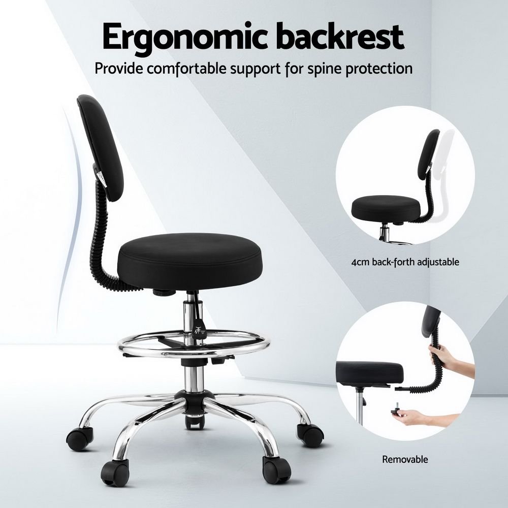 Artiss Office Chair Drafting Computer Standing Desk Chairs Ergonomic PU Black - OCHAIR-H-DW39-BK Artiss Office Chair Drafting Computer Standing Desk Chairs Ergonomic PU Black - Image 5