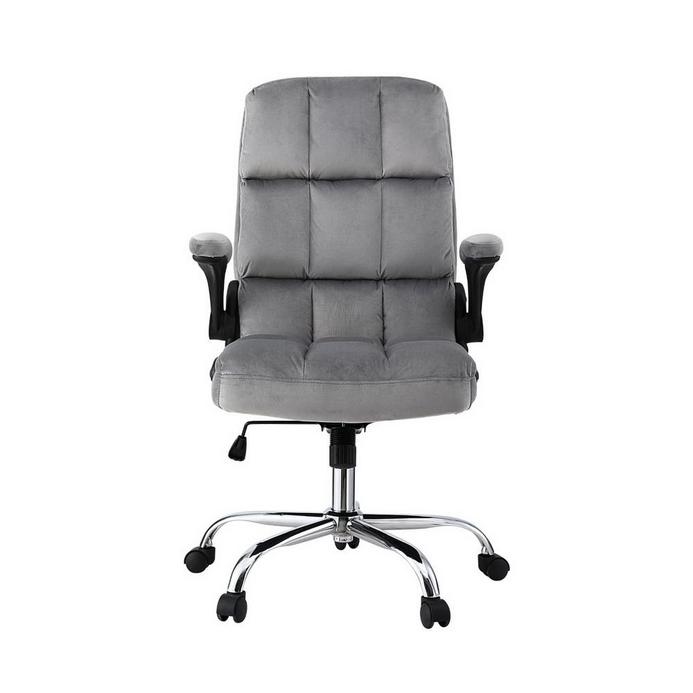 Artiss Office Chair Velvet Seat Racing Gaming Computer Desk Chairs Armrest Grey - OCHAIR-H-FZ40-GY Artiss Office Chair Velvet Seat Racing Gaming Computer Desk Chairs Armrest Grey - Image 3