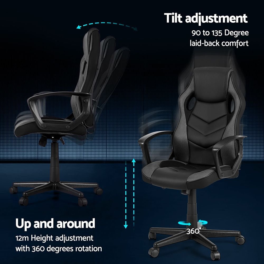 Artiss Gaming Office Chair Computer Chairs Grey - OCHAIR-H-GAME-GY Artiss Gaming Office Chair Computer Chairs Grey - Image 5