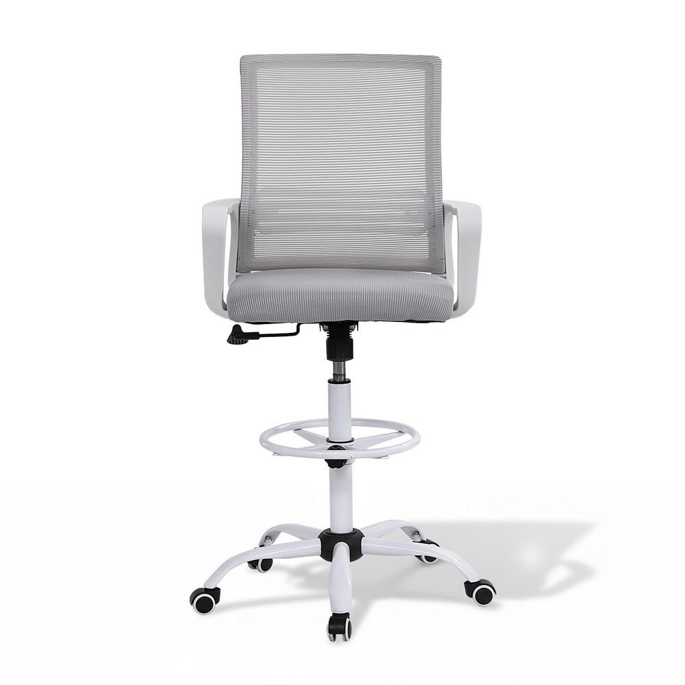 Artiss Office Chair Drafting Chairs Stool Computer Desk Studios Mesh White - OCHAIR-K-DRAF-GYWH Artiss Office Chair Drafting Chairs Stool Computer Desk Studios Mesh White - Image 3