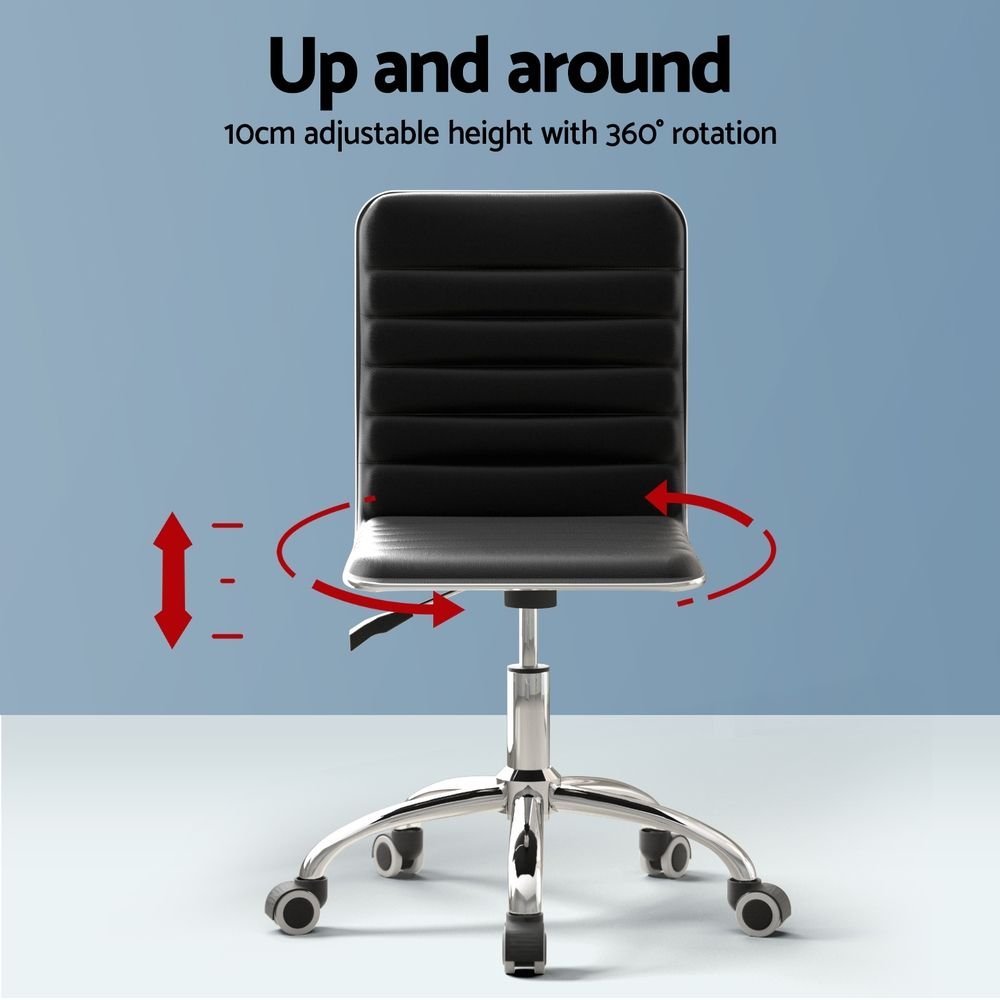 Artiss Office Chair Conference Chairs PU Leather Low Back Black - OCHAIR-K-REPL-BK Artiss Office Chair Conference Chairs PU Leather Low Back Black - Image 4