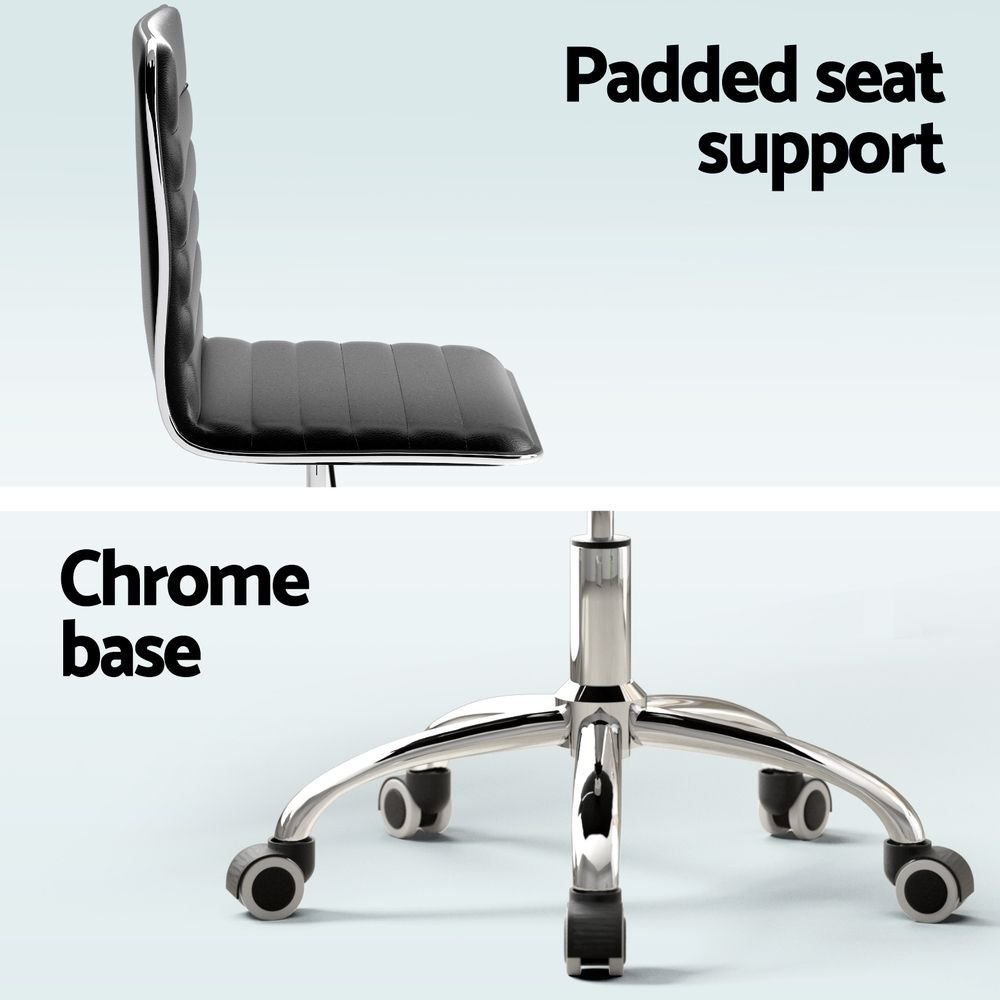 Artiss Office Chair Conference Chairs PU Leather Low Back Black - OCHAIR-K-REPL-BK Artiss Office Chair Conference Chairs PU Leather Low Back Black - Image 6