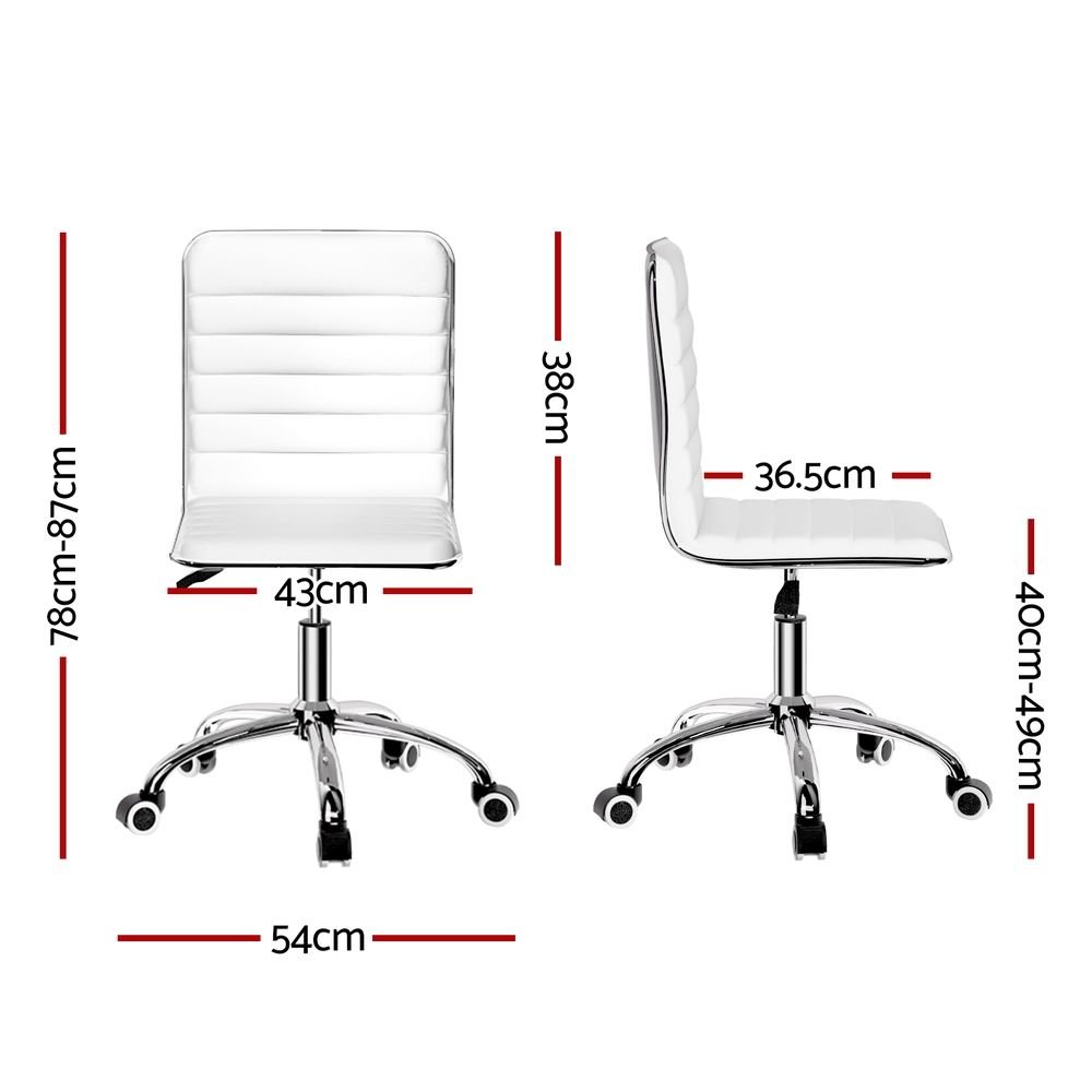 Artiss Office Chair Conference Chairs PU Leather Low Back White - OCHAIR-K-REPL-WH Artiss Office Chair Conference Chairs PU Leather Low Back White - Image 2