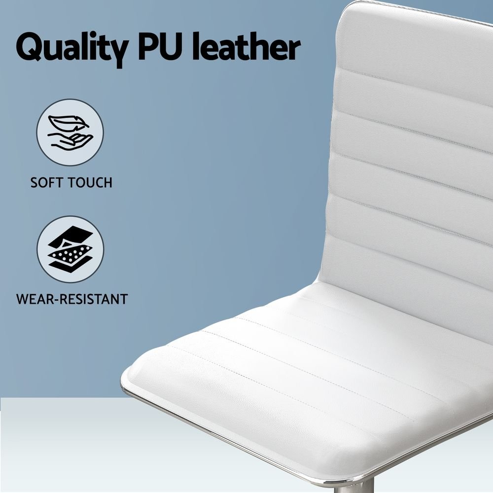Artiss Office Chair Conference Chairs PU Leather Low Back White - OCHAIR-K-REPL-WH Artiss Office Chair Conference Chairs PU Leather Low Back White - Image 5