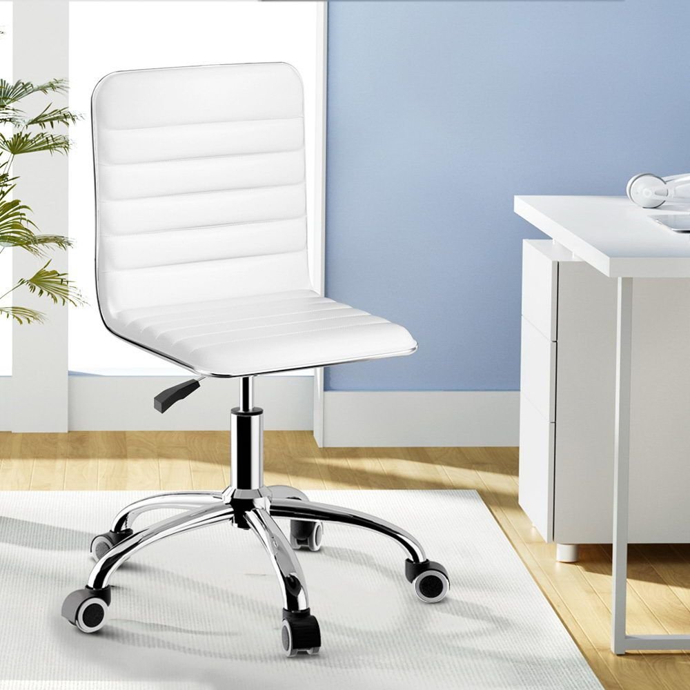 Artiss Office Chair Conference Chairs PU Leather Low Back White - OCHAIR-K-REPL-WH Artiss Office Chair Conference Chairs PU Leather Low Back White - Image 7