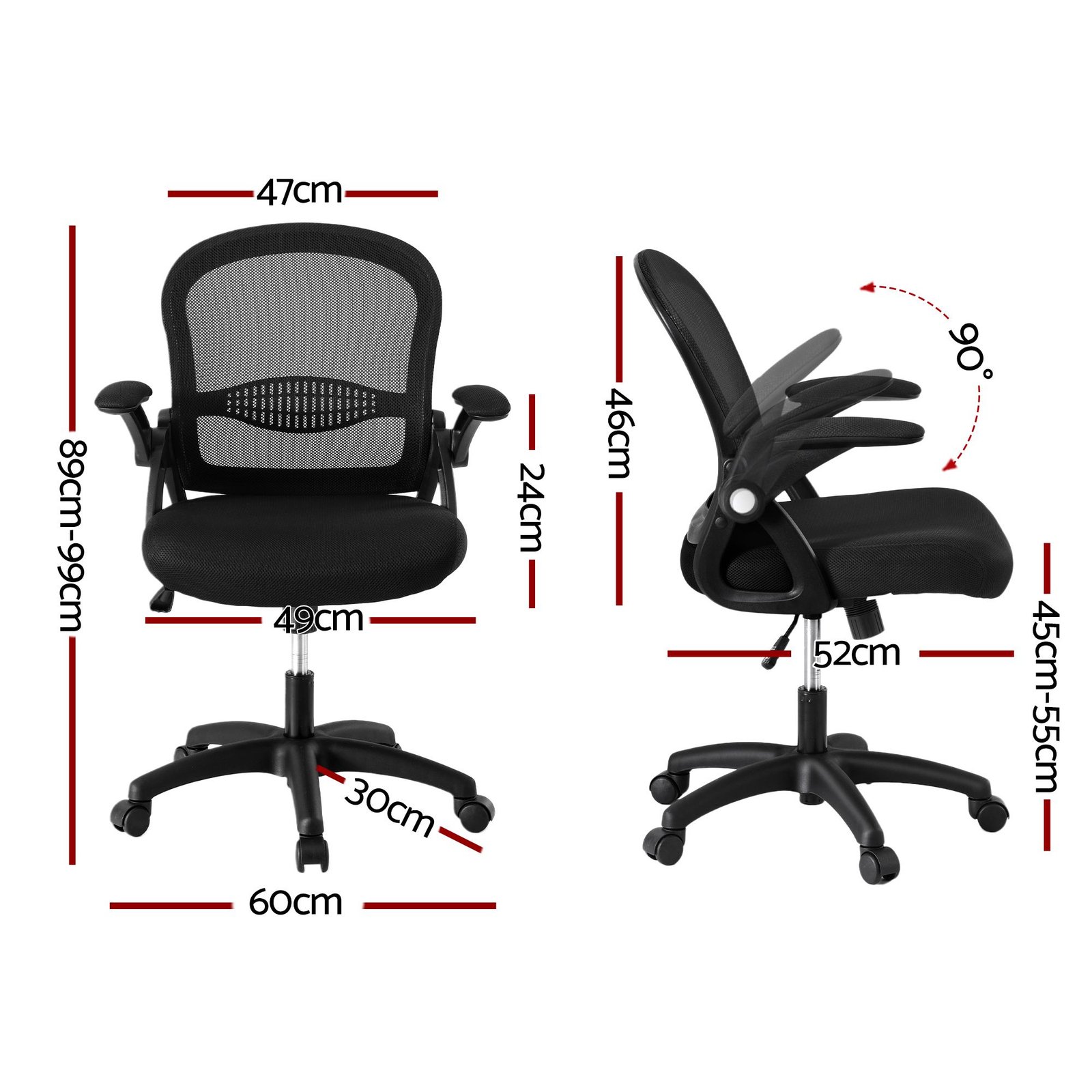 Artiss Mesh Office Chair Computer Gaming Desk Chairs Work Study Mid Back - OCHAIR-L-2013-BK Artiss Mesh Office Chair Computer Gaming Desk Chairs Work Study Mid Back - Image 2