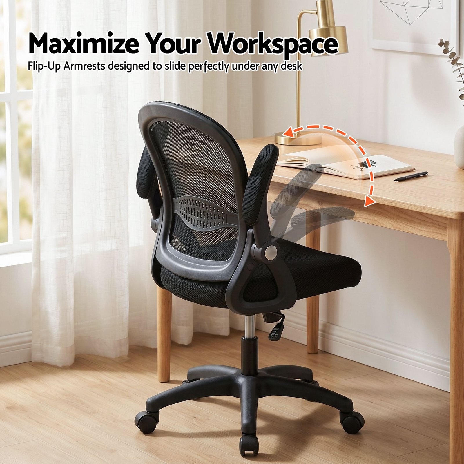 Artiss Mesh Office Chair Computer Gaming Desk Chairs Work Study Mid Back - OCHAIR-L-2013-BK Artiss Mesh Office Chair Computer Gaming Desk Chairs Work Study Mid Back - Image 7
