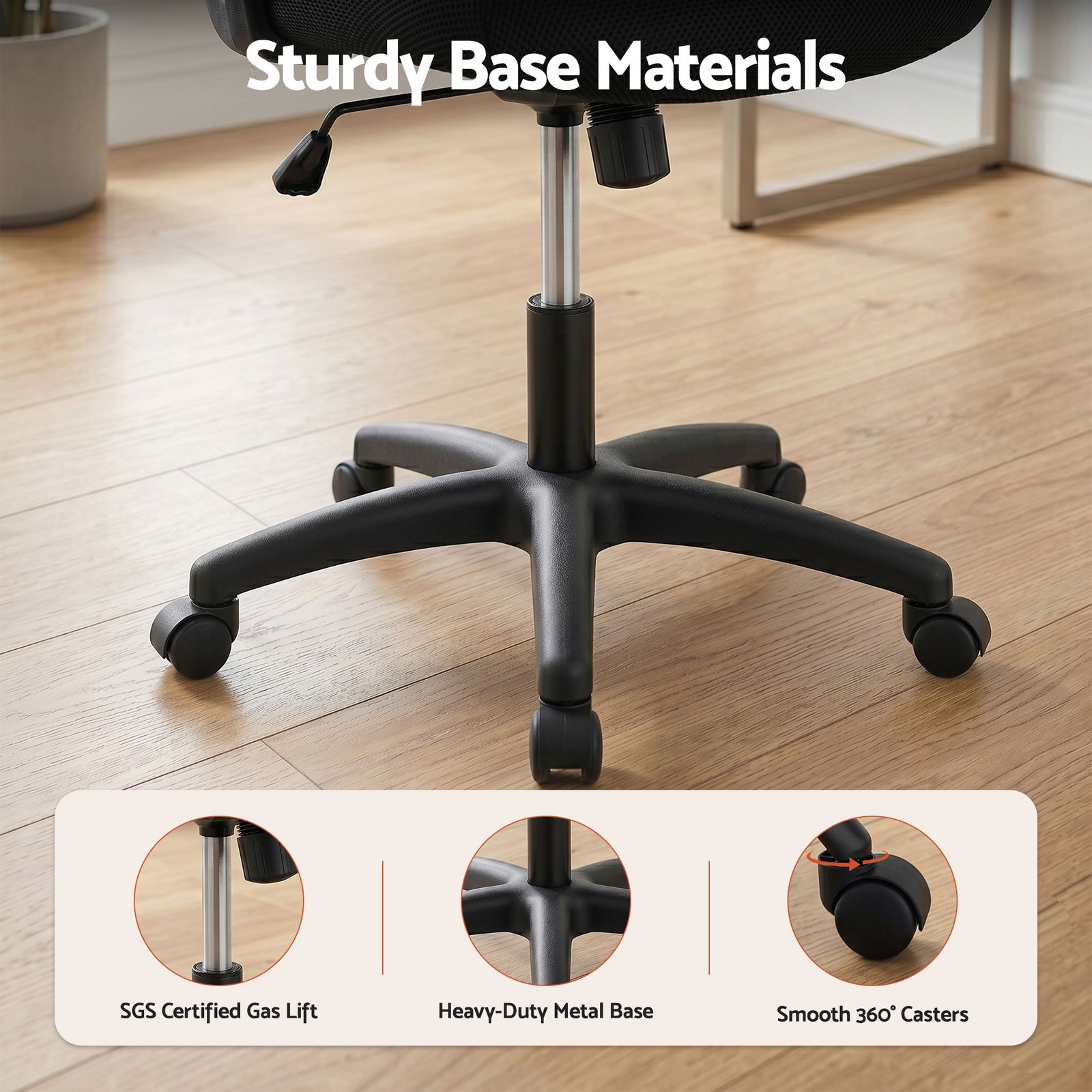 Artiss Mesh Office Chair Computer Gaming Desk Chairs Work Study Mid Back - OCHAIR-L-2013-BK Artiss Mesh Office Chair Computer Gaming Desk Chairs Work Study Mid Back - Image 8