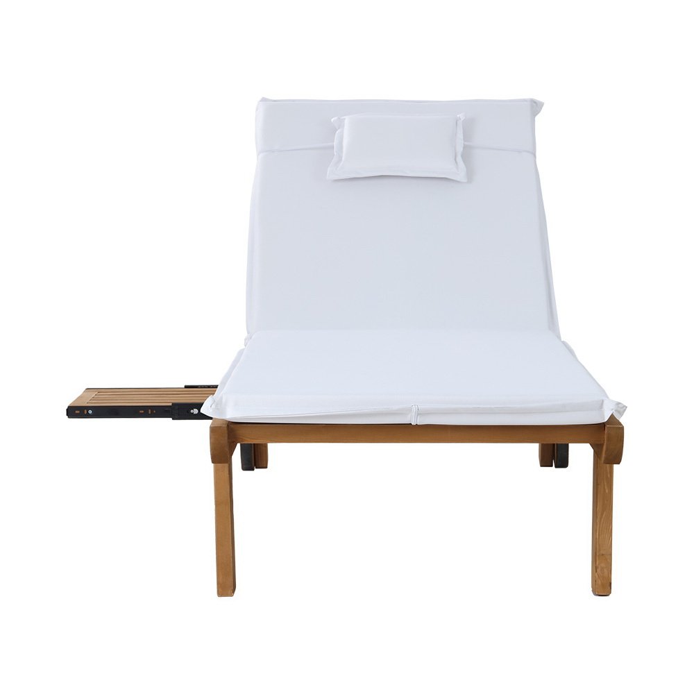 Gardeon 2x Sun Lounge Wooden Lounger Outdoor Furniture Day Bed Wheel Patio White - ODF-B-LOUNGE-WHEEL-WHX2 Gardeon 2x Sun Lounge Wooden Lounger Outdoor Furniture Day Bed Wheel Patio White - Image 3