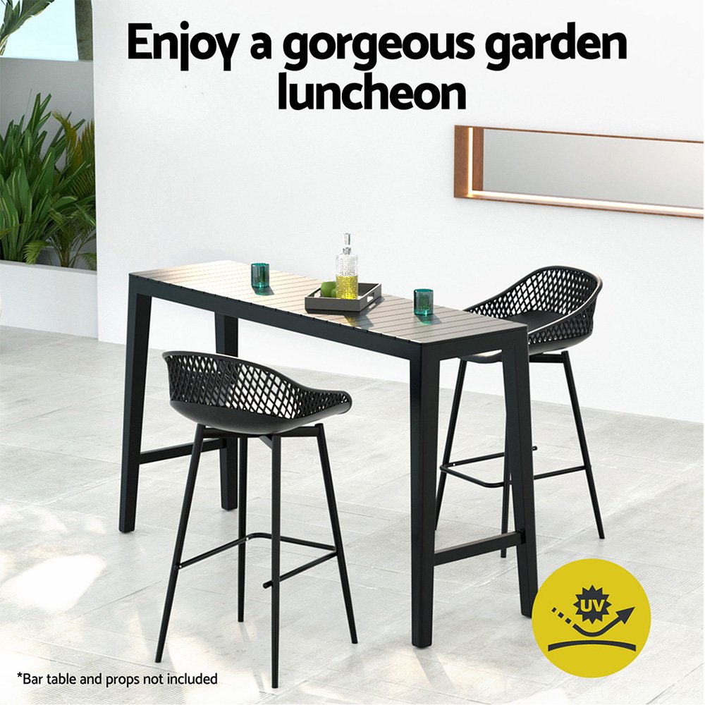 Gardeon 2x Outdoor Bar Stools Plastic Black - ODF-BA-CHAIR-PP-2X Gardeon 2x Outdoor Bar Stools Plastic Black - Image 4