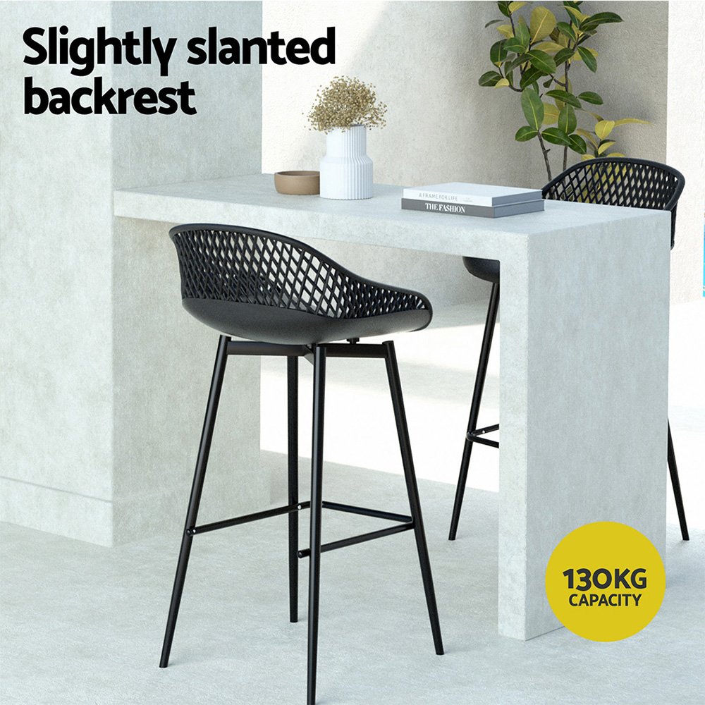 Gardeon 2x Outdoor Bar Stools Plastic Black - ODF-BA-CHAIR-PP-2X Gardeon 2x Outdoor Bar Stools Plastic Black - Image 5