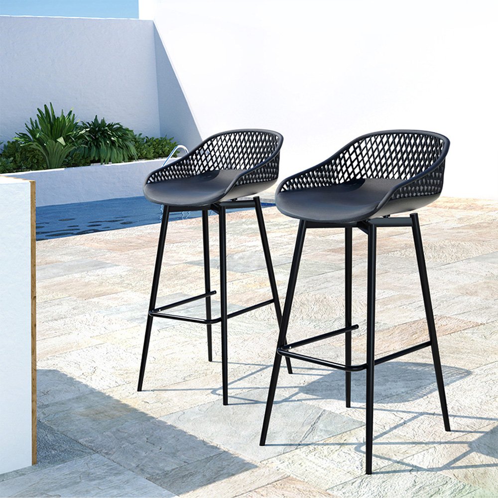 Gardeon 2x Outdoor Bar Stools Plastic Black - ODF-BA-CHAIR-PP-2X Gardeon 2x Outdoor Bar Stools Plastic Black - Image 7