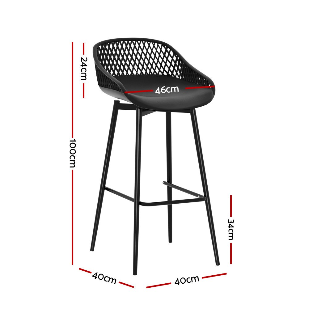 Gardeon 4x Outdoor Bar Stools Plastic Black - ODF-BA-CHAIR-PP-4X Gardeon 4x Outdoor Bar Stools Plastic Black - Image 2