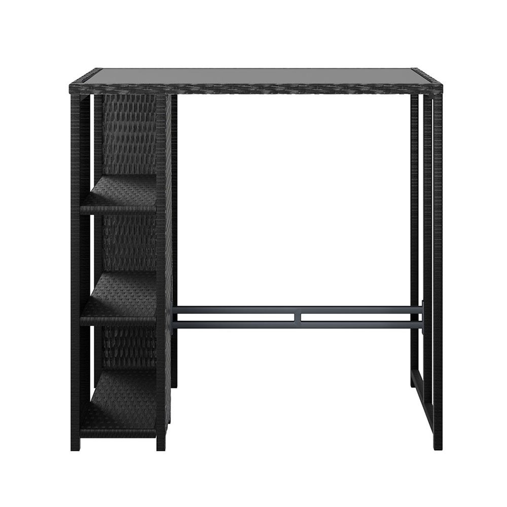 Gardeon Outdoor Bar Table Wicker Dining Bistro Glass Desk Steel Patio Furniture Black - ODF-BAR-TABLE-STORE-BK Gardeon Outdoor Bar Table Wicker Dining Bistro Glass Desk Steel Patio Furniture Black - Image 3