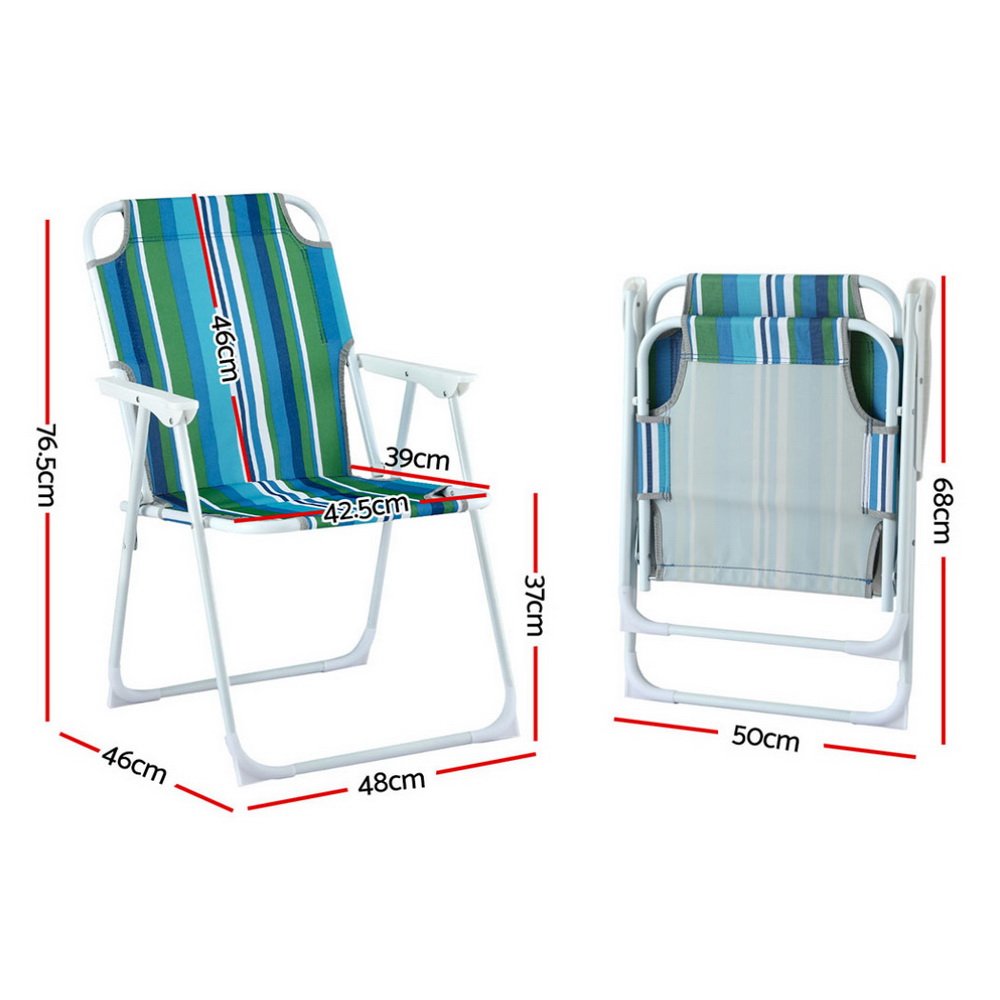 Gardeon Outdoor Chairs Folding Camping Chair Steel Portable Patio Furniture - ODF-BEACH-FC39-BL-2X Gardeon Outdoor Chairs Folding Camping Chair Steel Portable Patio Furniture - Image 2