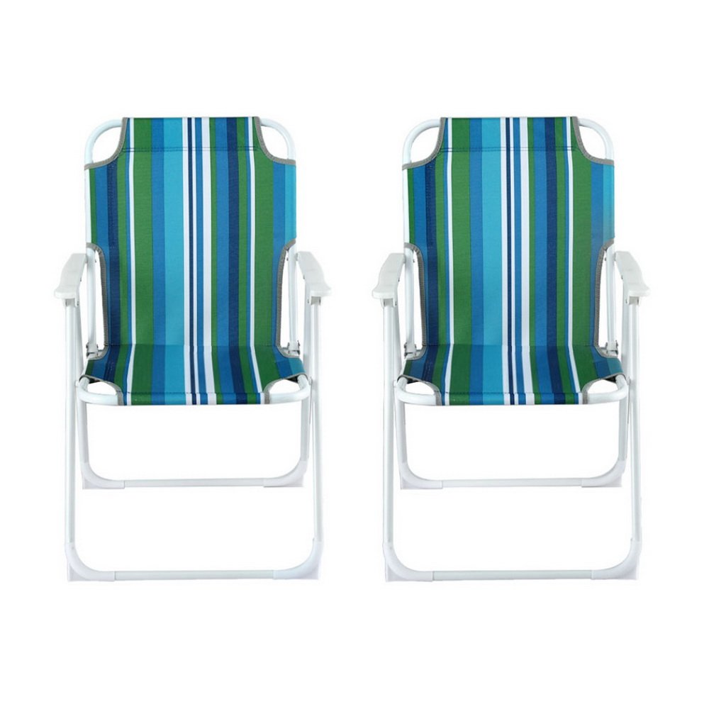 Gardeon Outdoor Chairs Folding Camping Chair Steel Portable Patio Furniture - ODF-BEACH-FC39-BL-2X Gardeon Outdoor Chairs Folding Camping Chair Steel Portable Patio Furniture - Image 3