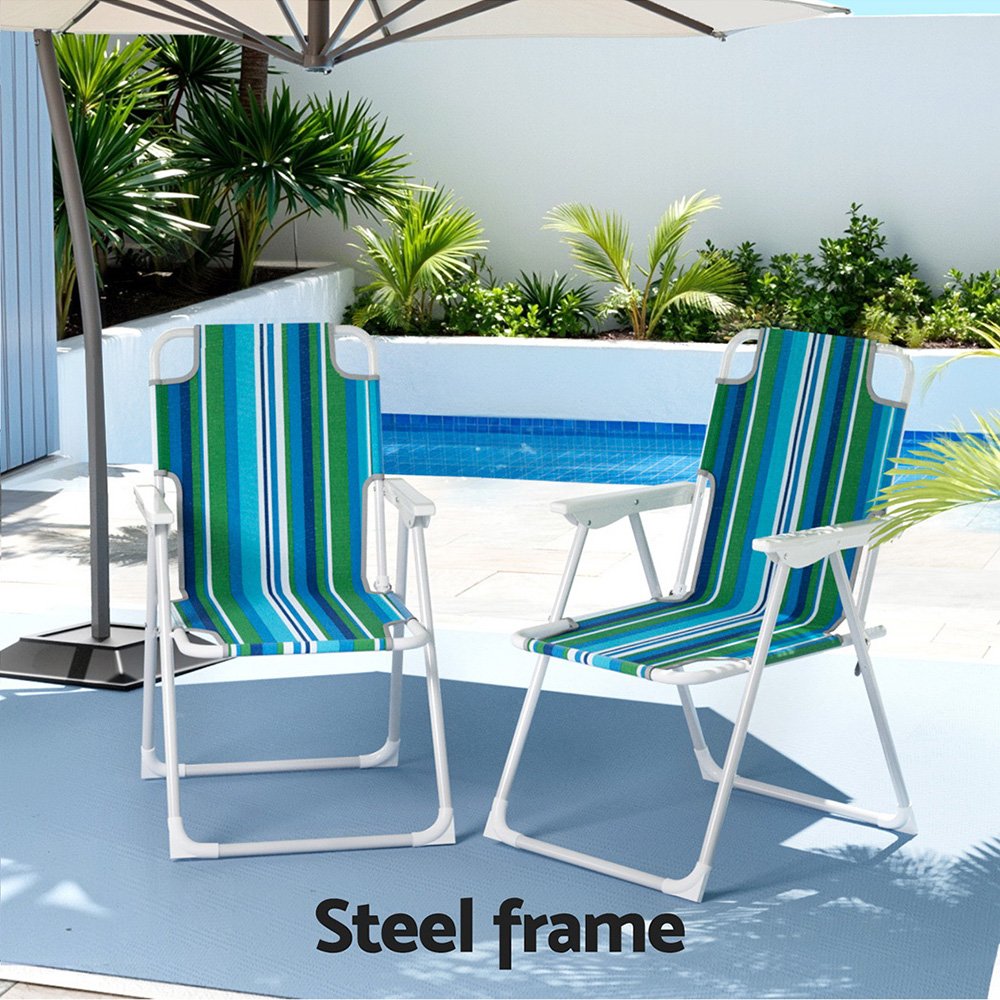 Gardeon Outdoor Chairs Folding Camping Chair Steel Portable Patio Furniture - ODF-BEACH-FC39-BL-2X Gardeon Outdoor Chairs Folding Camping Chair Steel Portable Patio Furniture - Image 4