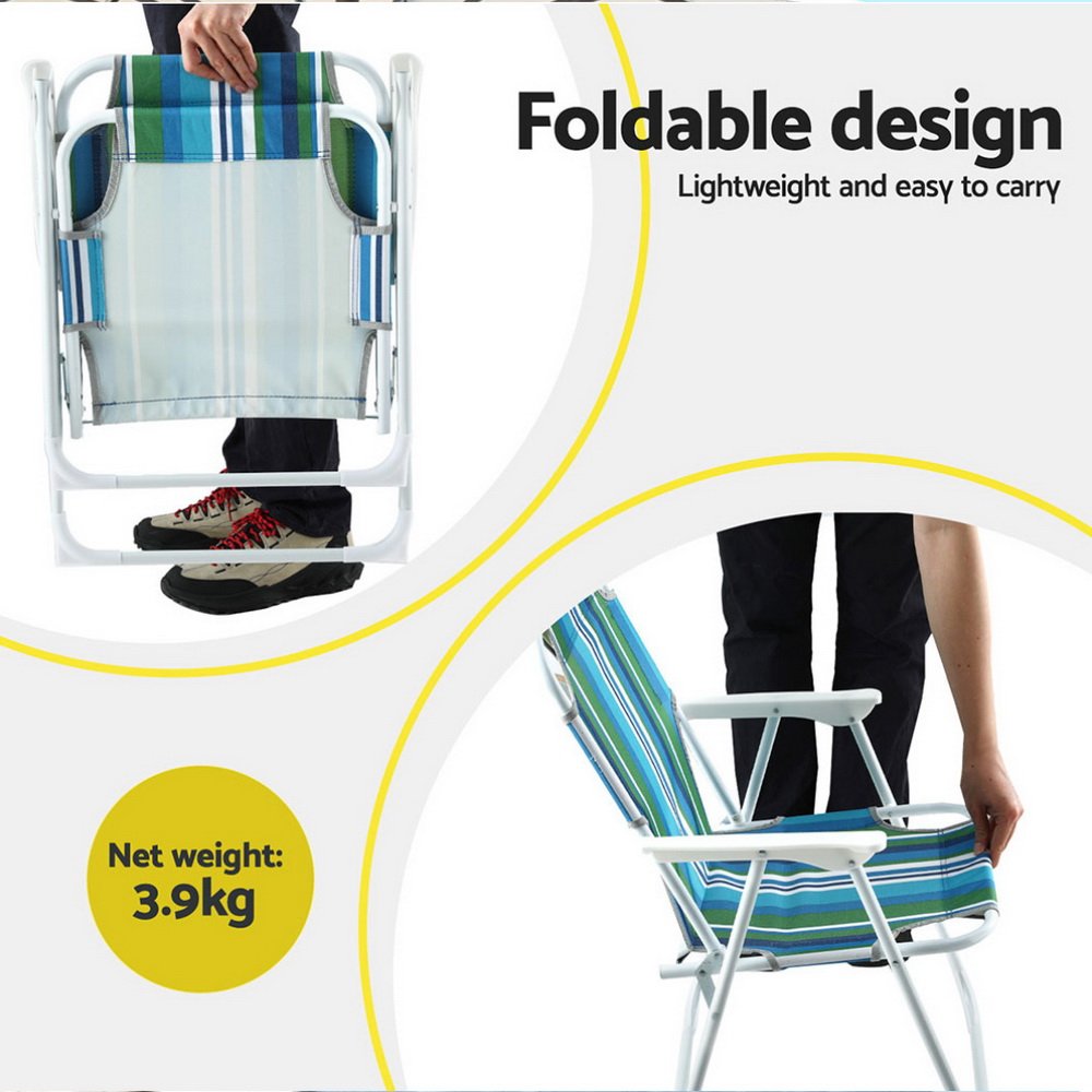 Gardeon Outdoor Chairs Folding Camping Chair Steel Portable Patio Furniture - ODF-BEACH-FC39-BL-2X Gardeon Outdoor Chairs Folding Camping Chair Steel Portable Patio Furniture - Image 5