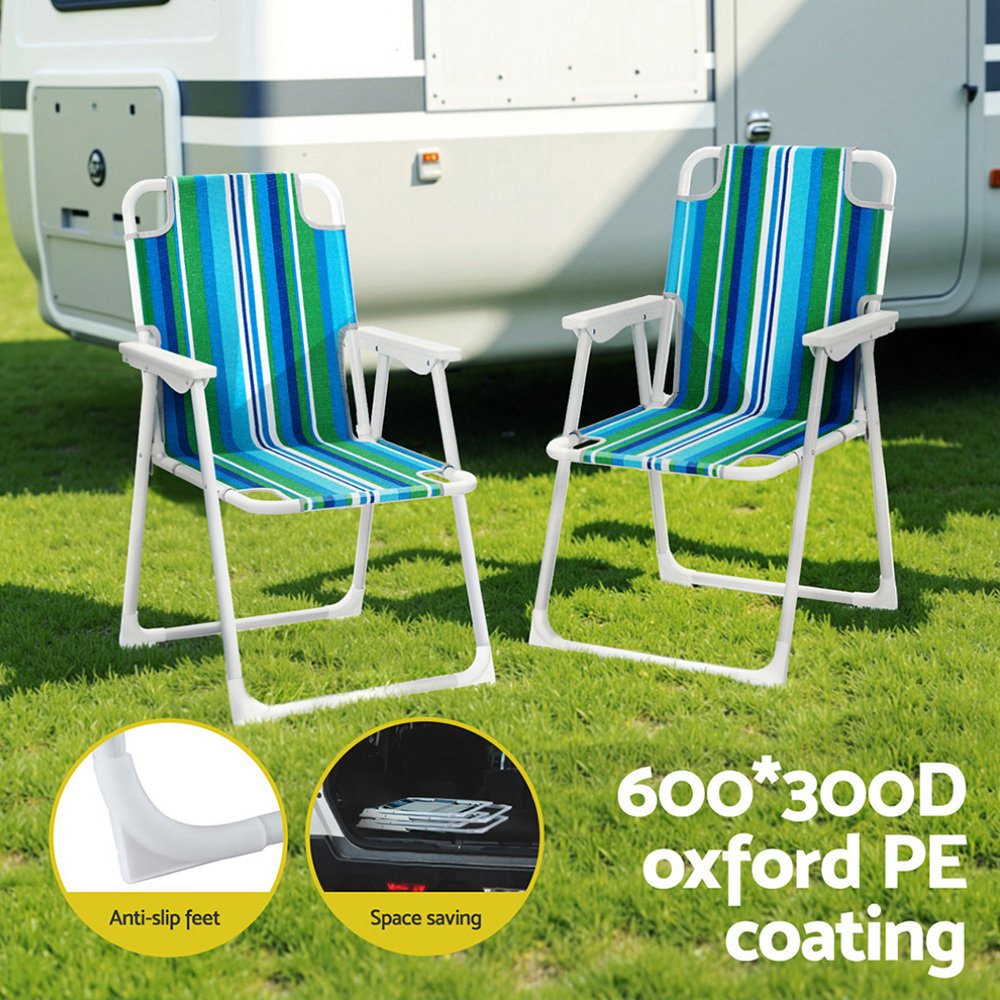 Gardeon Outdoor Chairs Folding Camping Chair Steel Portable Patio Furniture - ODF-BEACH-FC39-BL-2X Gardeon Outdoor Chairs Folding Camping Chair Steel Portable Patio Furniture - Image 6