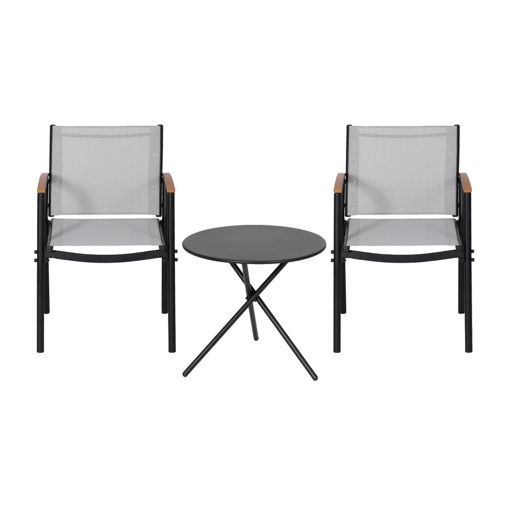 Gardeon 3PC Outdoor Bistro Set Table and Chairs Steel Dining Chair Patio Furniture Textilene - ODF-BISTRO-TEX-GE Gardeon 3PC Outdoor Bistro Set Table and Chairs Steel Dining Chair Patio Furniture Textilene - Image 4
