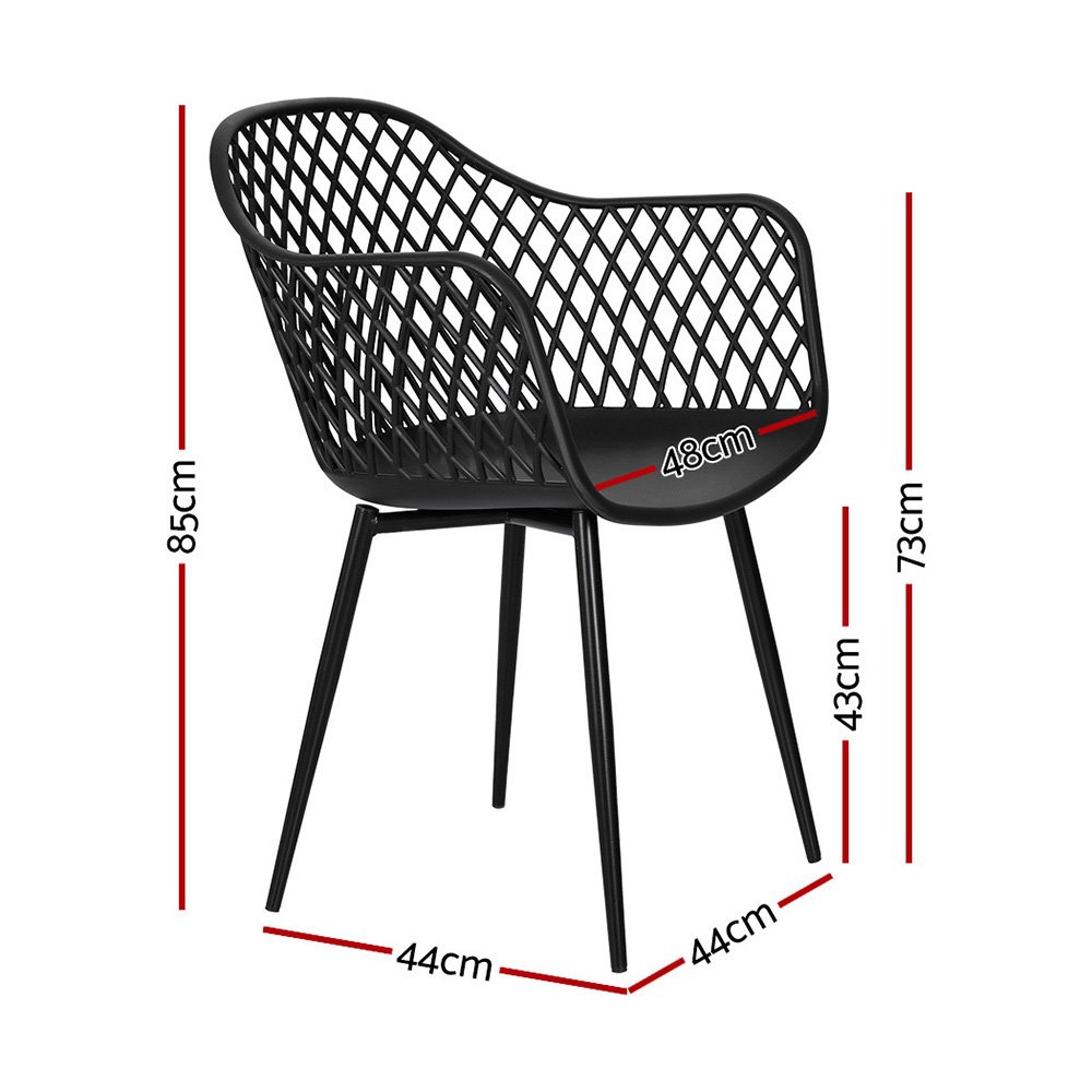 Gardeon 4PC Outdoor Dining Chairs PP Lounge Chair Patio Furniture Garden Black - ODF-CHAIR-PP130-BK-4X Gardeon 4PC Outdoor Dining Chairs PP Lounge Chair Patio Furniture Garden Black - Image 2