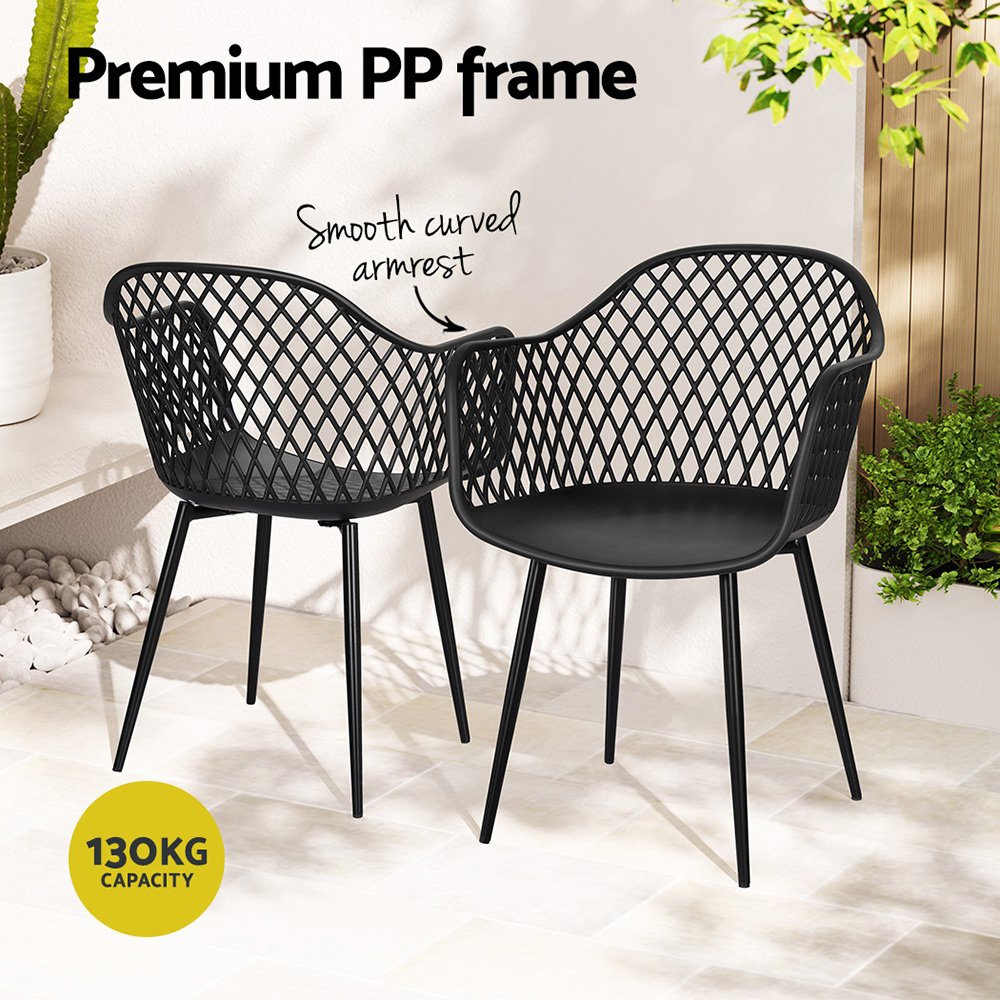 Gardeon 4PC Outdoor Dining Chairs PP Lounge Chair Patio Furniture Garden Black - ODF-CHAIR-PP130-BK-4X Gardeon 4PC Outdoor Dining Chairs PP Lounge Chair Patio Furniture Garden Black - Image 6