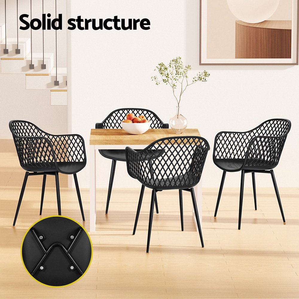 Gardeon 4PC Outdoor Dining Chairs PP Lounge Chair Patio Furniture Garden Black - ODF-CHAIR-PP130-BK-4X Gardeon 4PC Outdoor Dining Chairs PP Lounge Chair Patio Furniture Garden Black - Image 7