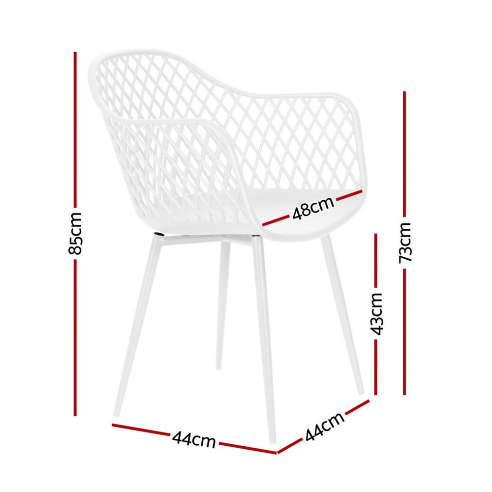 Gardeon 4PC Outdoor Dining Chairs PP Lounge Chair Patio Furniture Garden White - ODF-CHAIR-PP130-WH-4X Gardeon 4PC Outdoor Dining Chairs PP Lounge Chair Patio Furniture Garden White - Image 2