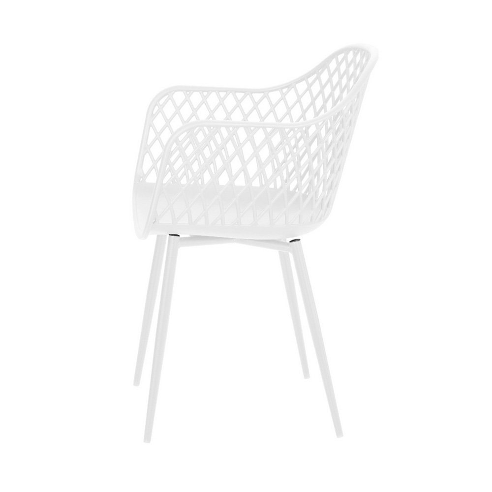 Gardeon 4PC Outdoor Dining Chairs PP Lounge Chair Patio Furniture Garden White - ODF-CHAIR-PP130-WH-4X Gardeon 4PC Outdoor Dining Chairs PP Lounge Chair Patio Furniture Garden White - Image 4