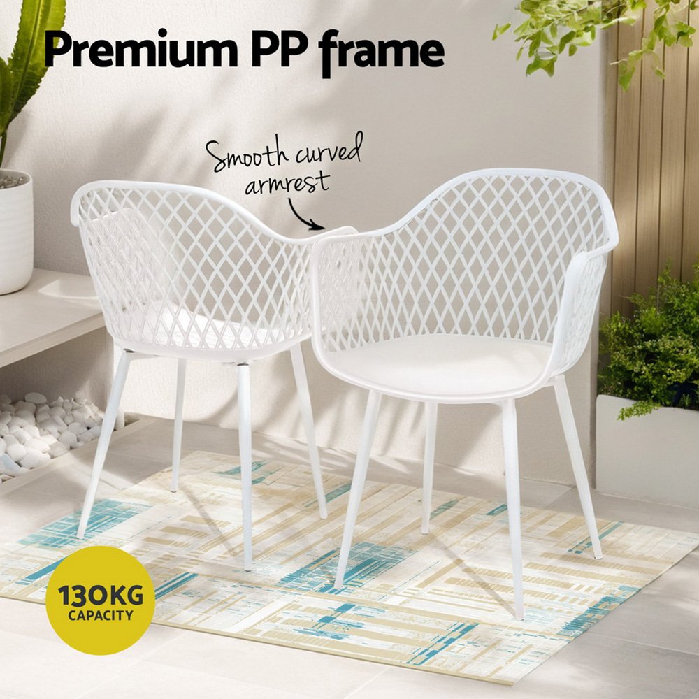 Gardeon 4PC Outdoor Dining Chairs PP Lounge Chair Patio Furniture Garden White - ODF-CHAIR-PP130-WH-4X Gardeon 4PC Outdoor Dining Chairs PP Lounge Chair Patio Furniture Garden White - Image 6