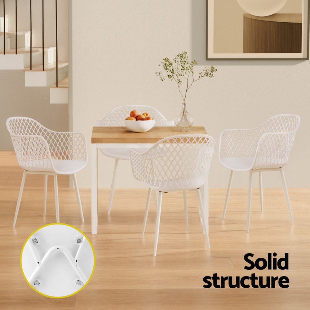 Gardeon 4PC Outdoor Dining Chairs PP Lounge Chair Patio Furniture Garden White - ODF-CHAIR-PP130-WH-4X Gardeon 4PC Outdoor Dining Chairs PP Lounge Chair Patio Furniture Garden White - Image 7