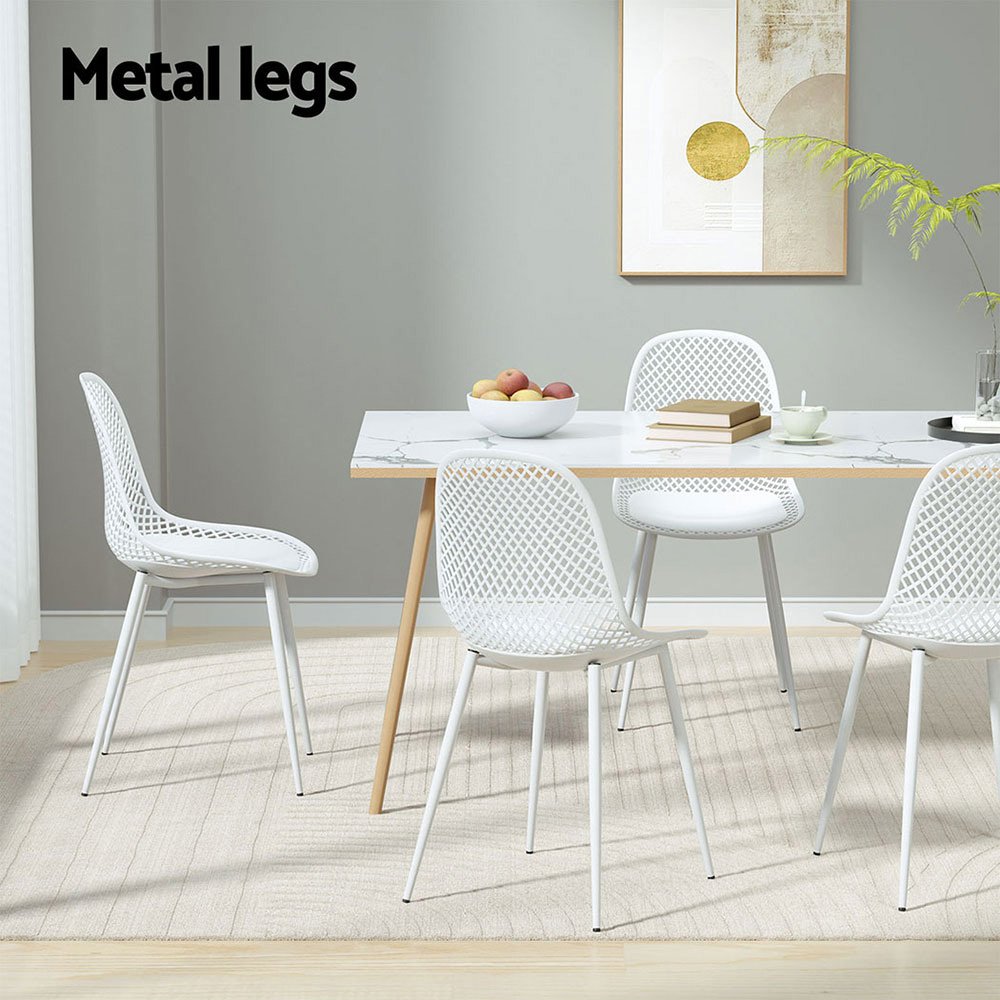 Gardeon 4PC Outdoor Dining Chairs PP Lounge Chair Patio Garden Furniture White - ODF-CHAIR-PP210-WH-4X Gardeon 4PC Outdoor Dining Chairs PP Lounge Chair Patio Garden Furniture White - Image 6