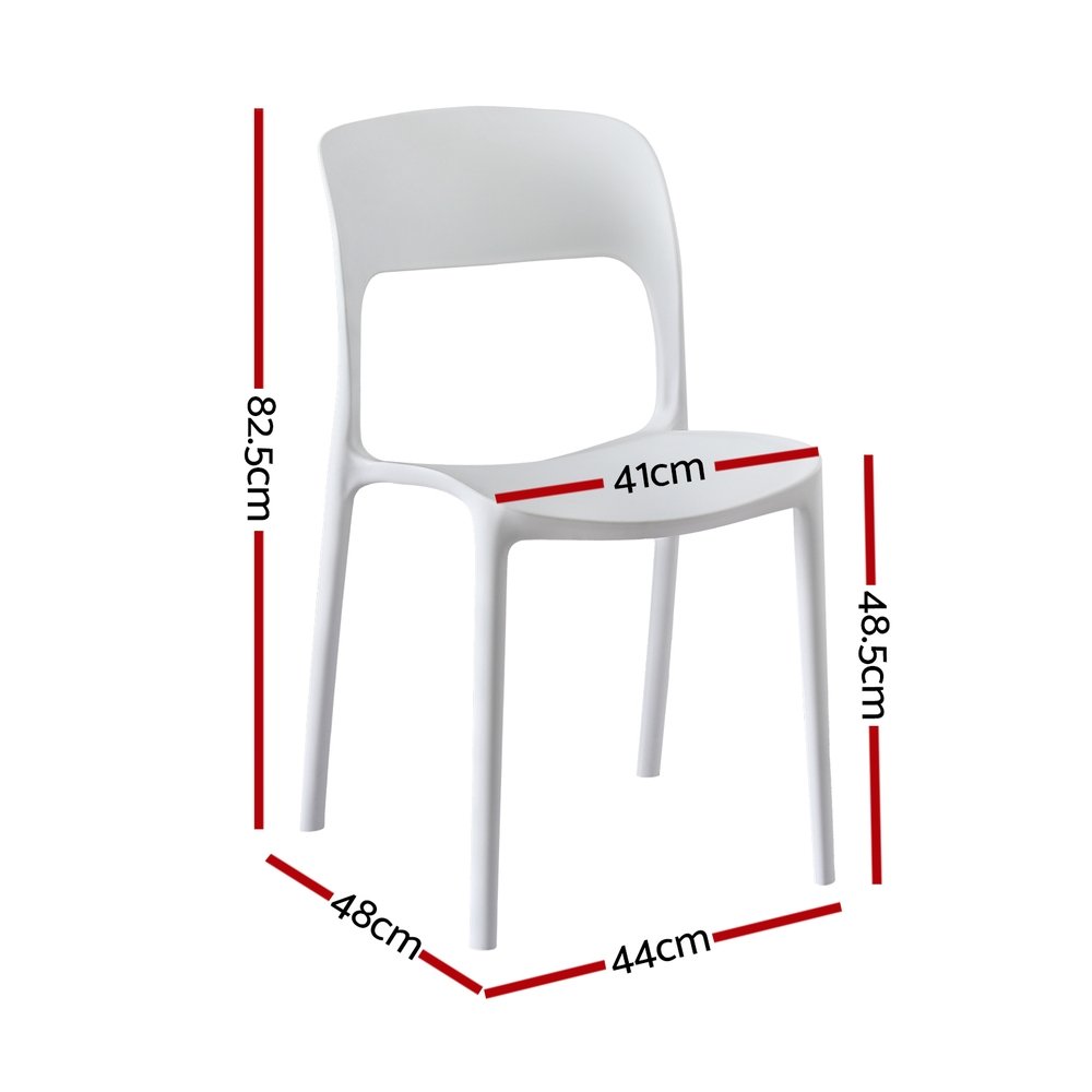 Gardeon 4PC Outdoor Dining Chairs Stackable PP Patio Chair Garden Furniture White - ODF-CHAIR-PPTX14-WH-4X Gardeon 4PC Outdoor Dining Chairs Stackable PP Patio Chair Garden Furniture White - Image 2