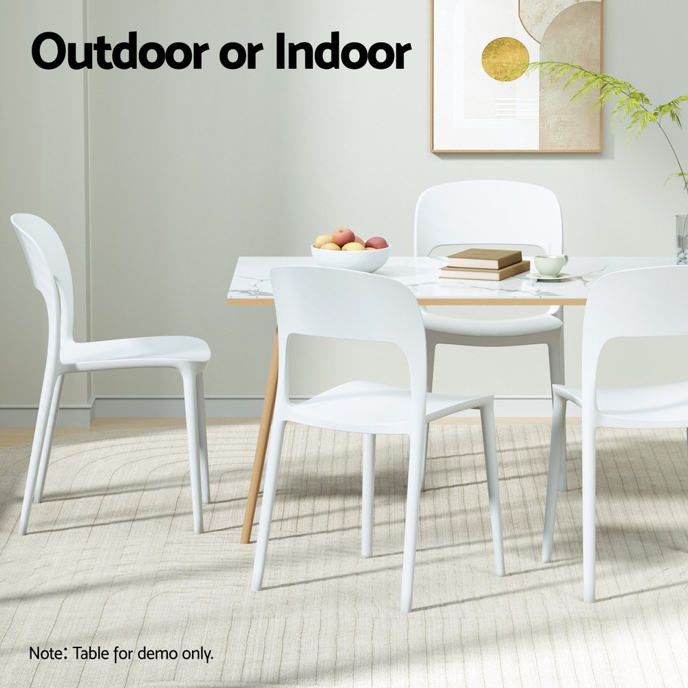 Gardeon 4PC Outdoor Dining Chairs Stackable PP Patio Chair Garden Furniture White - ODF-CHAIR-PPTX14-WH-4X Gardeon 4PC Outdoor Dining Chairs Stackable PP Patio Chair Garden Furniture White - Image 6
