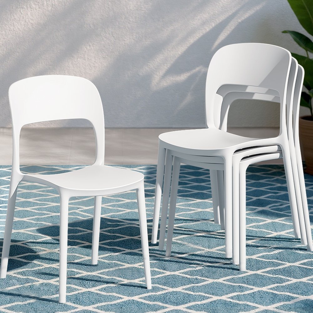 Gardeon 4PC Outdoor Dining Chairs Stackable PP Patio Chair Garden Furniture White - ODF-CHAIR-PPTX14-WH-4X Gardeon 4PC Outdoor Dining Chairs Stackable PP Patio Chair Garden Furniture White - Image 7
