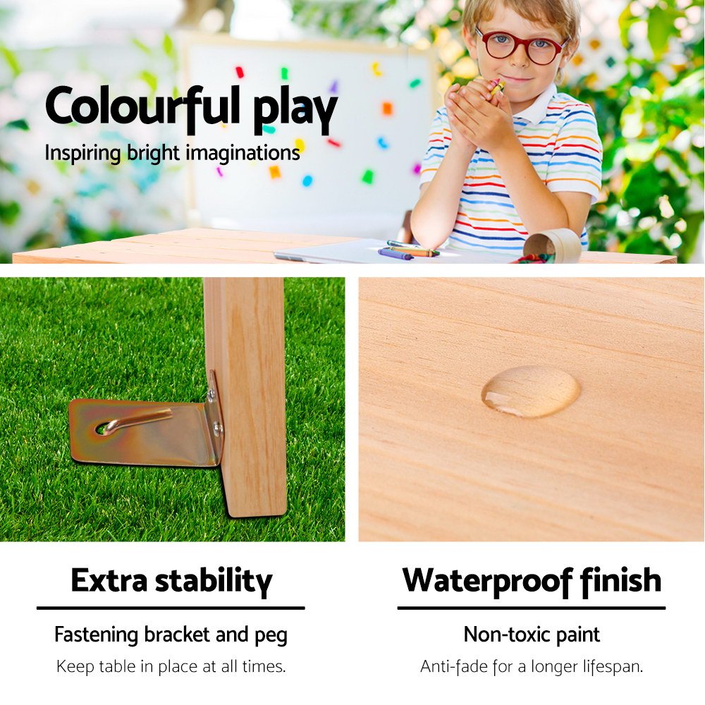 Keezi Kids Outdoor Table and Chairs Picnic Bench Set Children Wooden - ODF-KID-PICNIC-NW Keezi Kids Outdoor Table and Chairs Picnic Bench Set Children Wooden - Image 5