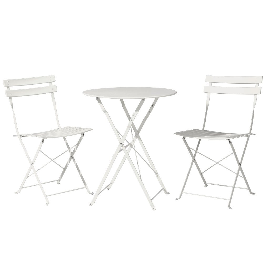 Gardeon 3PC Outdoor Bistro Set Steel Table and Chairs Patio Furniture White - ODF-METAL-3PCS-WH Gardeon 3PC Outdoor Bistro Set Steel Table and Chairs Patio Furniture White - Image 7