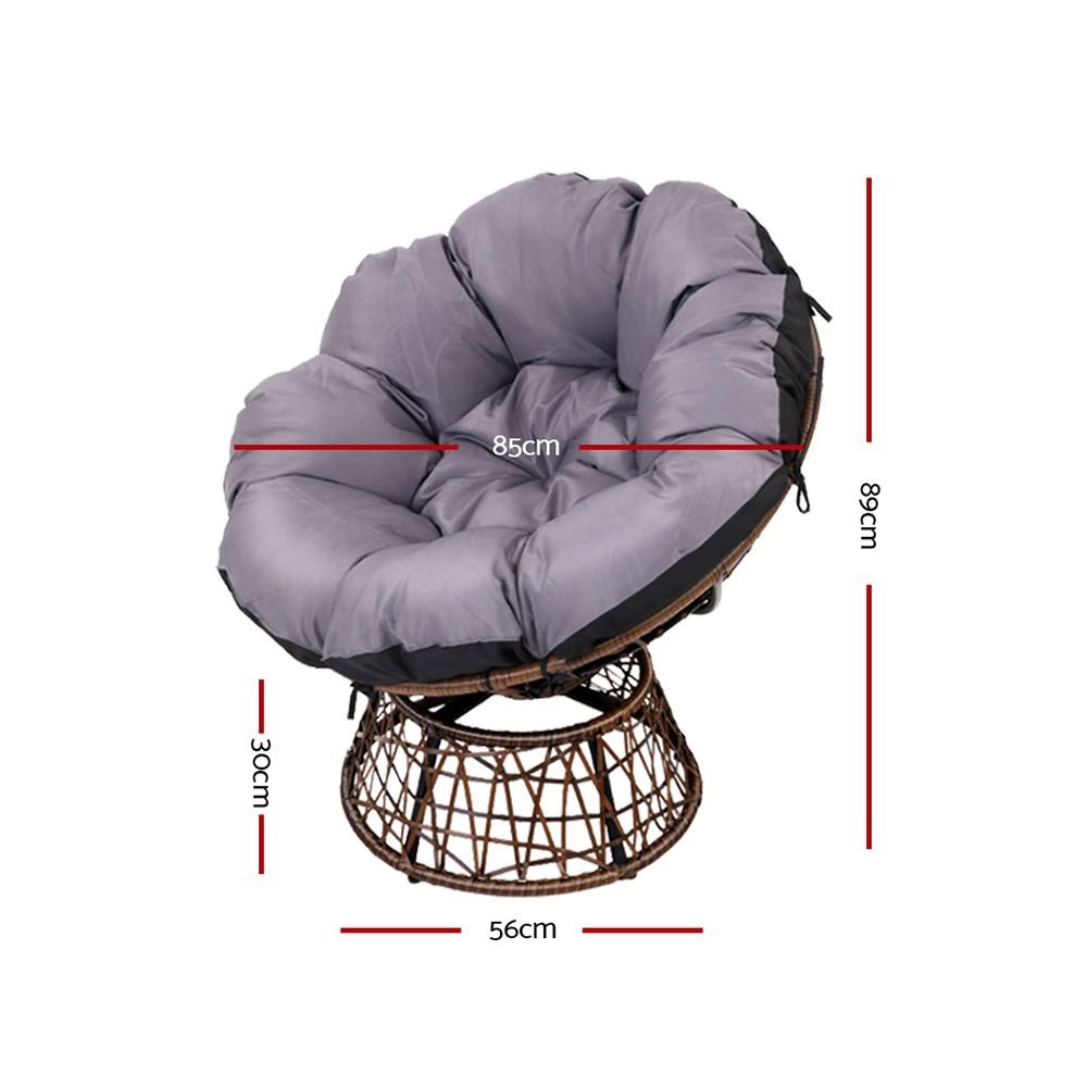 Gardeon Outdoor Chairs Outdoor Furniture Papasan Chair Wicker Patio Garden Brown - ODF-PAPASAN-CH-BR Gardeon Outdoor Chairs Outdoor Furniture Papasan Chair Wicker Patio Garden Brown - Image 2