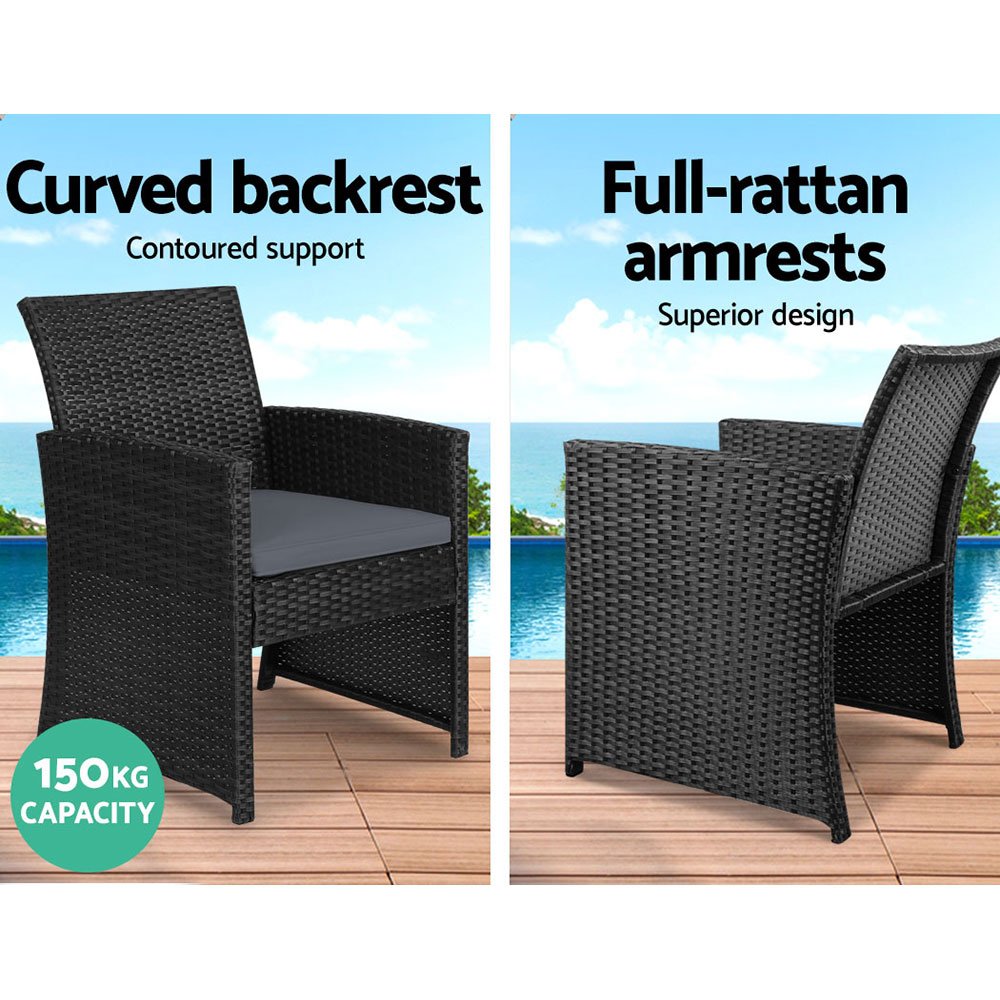 Gardeon 4 PCS Outdoor Sofa Set with Storage Cover Rattan Chair Furniture Black - ODF-RATTAN-4PC-AB-BK-COVER Gardeon 4 PCS Outdoor Sofa Set with Storage Cover Rattan Chair Furniture Black - Image 5
