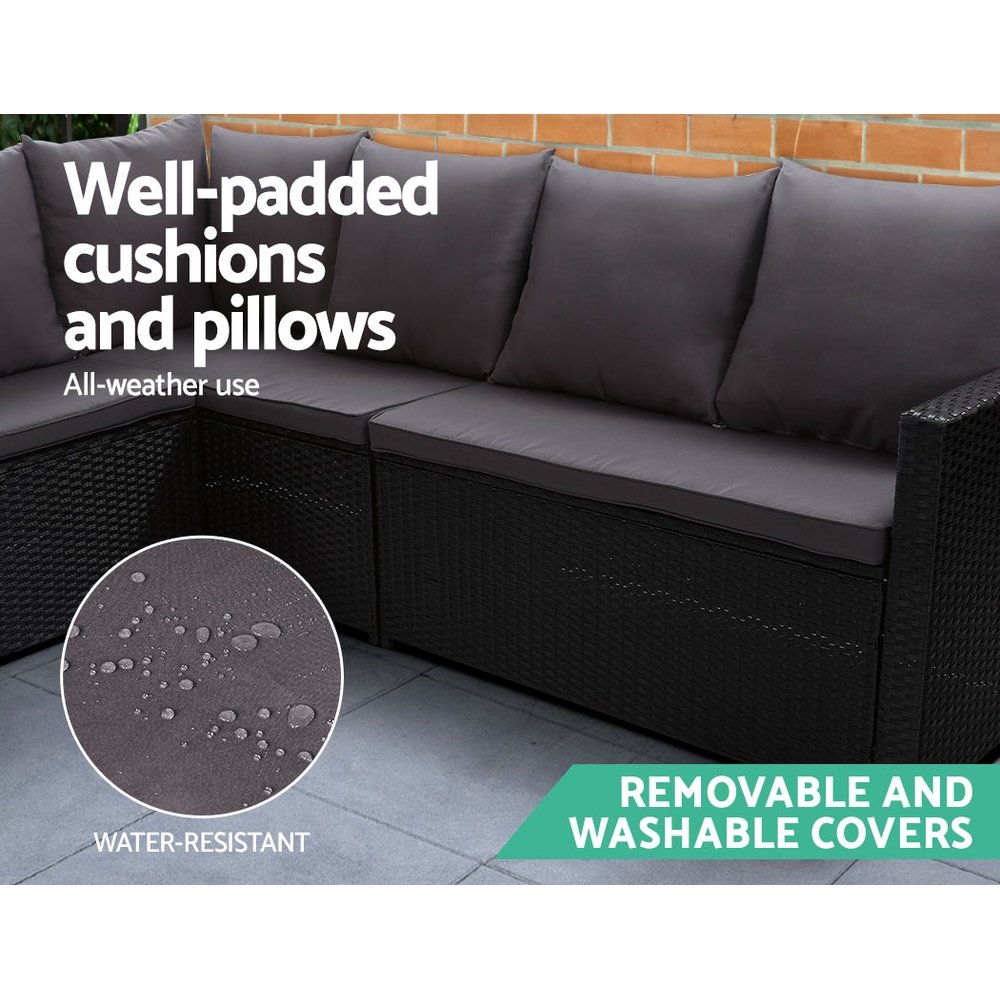 Gardeon Outdoor Dining Set Sofa Lounge Setting Chairs Table Bench Black Cover - ODF-SDBOSS-1BENCH-BK-COVER Gardeon Outdoor Dining Set Sofa Lounge Setting Chairs Table Bench Black Cover - Image 5