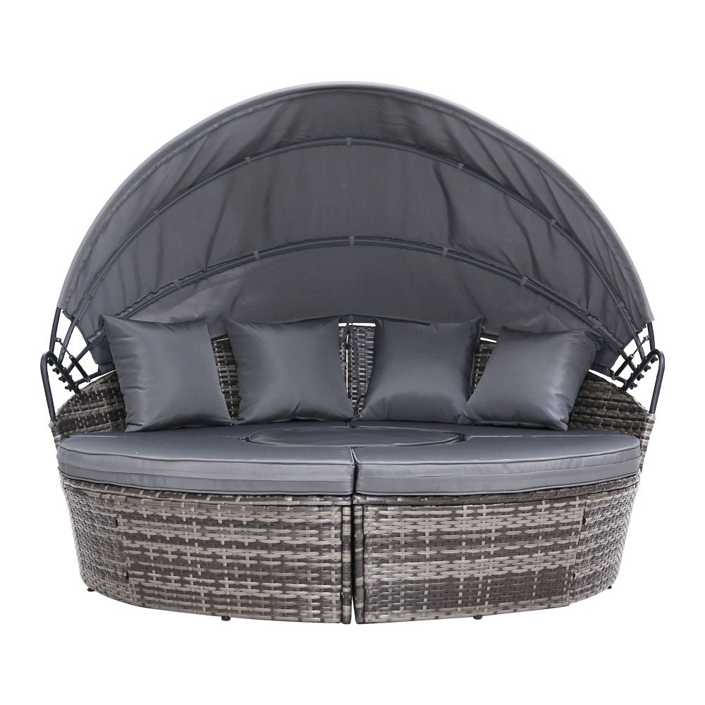 Gardeon Sun Lounge Setting Wicker Lounger Day Bed Patio Outdoor Furniture Grey - ODF-SUNBED-180OT-GR-ABC Gardeon Sun Lounge Setting Wicker Lounger Day Bed Patio Outdoor Furniture Grey - Image 3