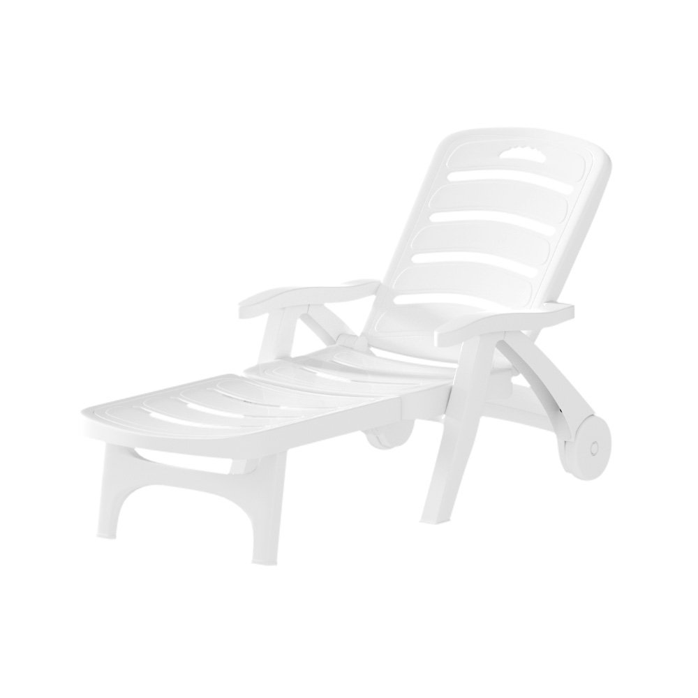 Gardeon Sun Lounger Folding Chaise Lounge Chair Wheels Patio Outdoor Furniture - ODF-SUNBED-PP150-WH Gardeon Sun Lounger Folding Chaise Lounge Chair Wheels Patio Outdoor Furniture - Image 7