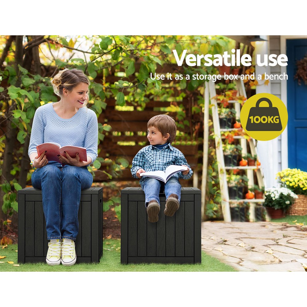 Gardeon Outdoor Storage Box 118L Container Lockable Garden Toy Tool Shed Black - OSB-C-118L-BK Gardeon Outdoor Storage Box 118L Container Lockable Garden Toy Tool Shed Black - Image 4