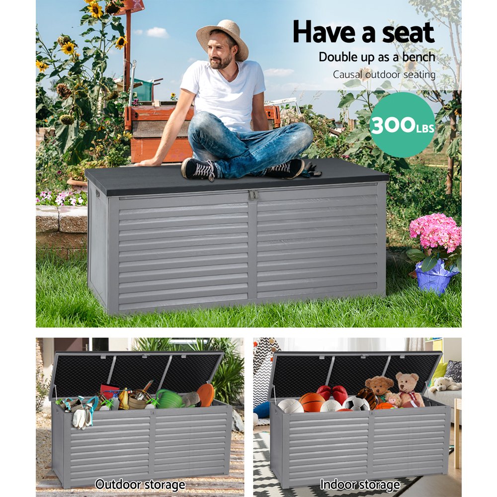 Gardeon Outdoor Storage Box 490L Container Lockable Garden Bench Tools Toy Shed Black - OSB-S490-BK Gardeon Outdoor Storage Box 490L Container Lockable Garden Bench Tools Toy Shed Black - Image 5