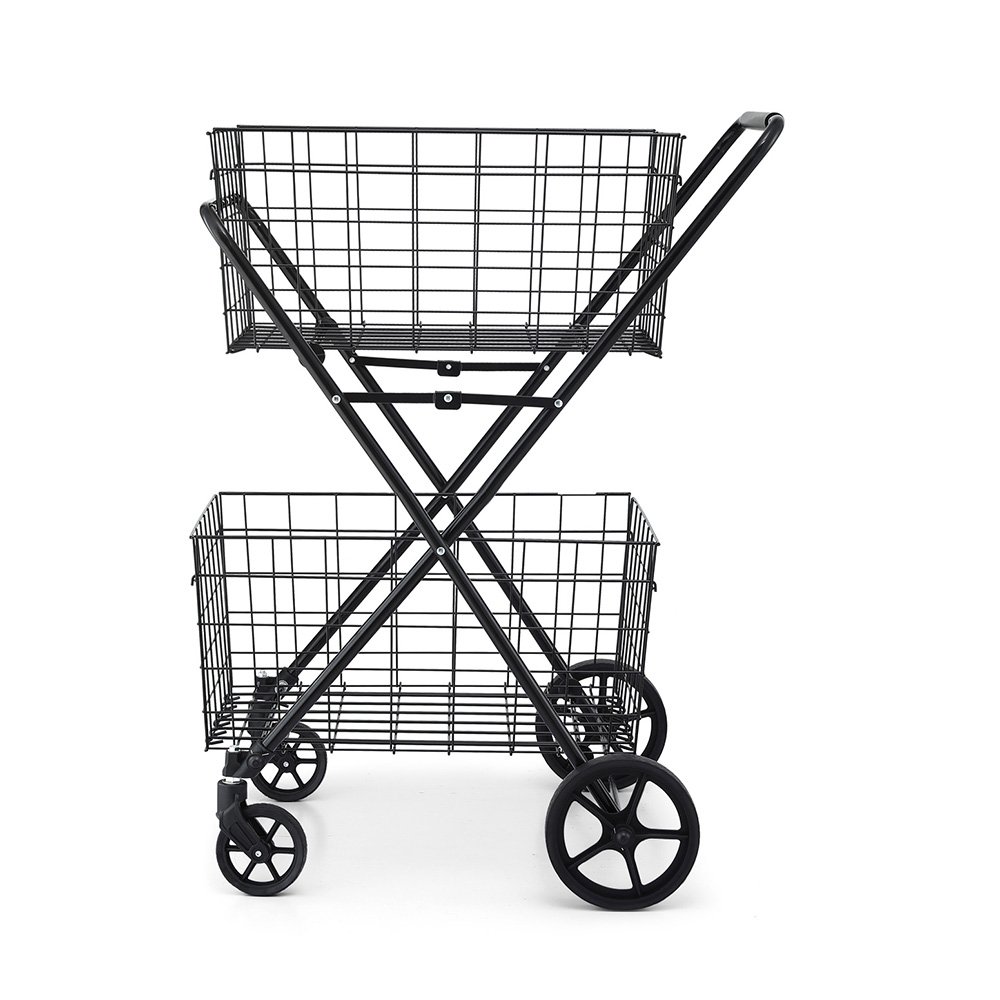 Emajin Foldable Shopping Trolley Cart - ST-100L-2T-BK Emajin Foldable Shopping Trolley Cart - Image 3