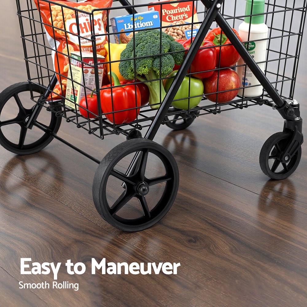Emajin Foldable Shopping Trolley Cart - ST-100L-2T-BK Emajin Foldable Shopping Trolley Cart - Image 5