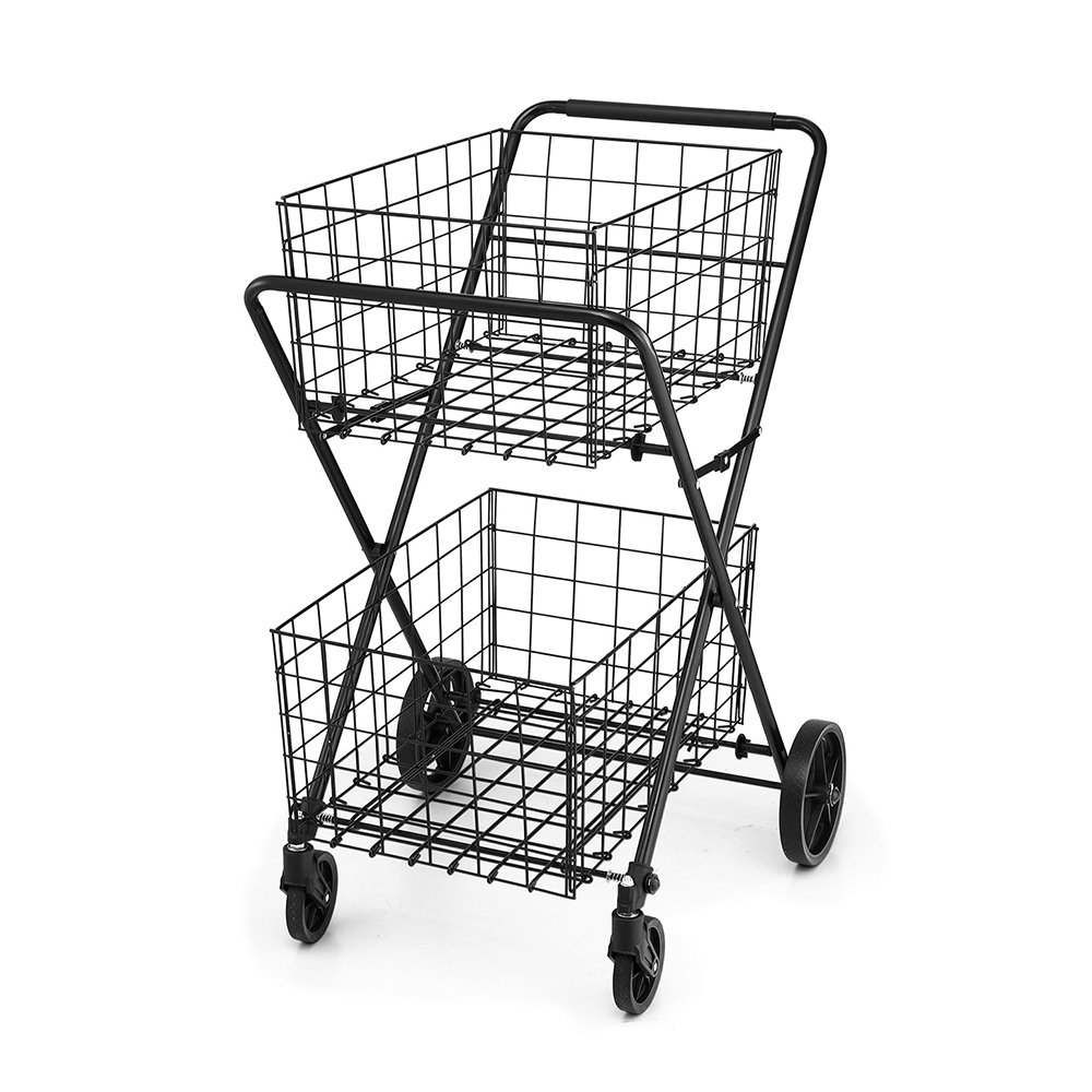 Emajin Foldable Shopping Trolley Cart - ST-100L-2T-BK Emajin Foldable Shopping Trolley Cart - Image 7